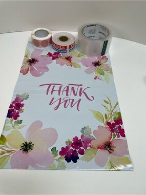 PolyMailer Bundle 15 Poly Mailers Tape Fragile Stickers Thank you Stickers